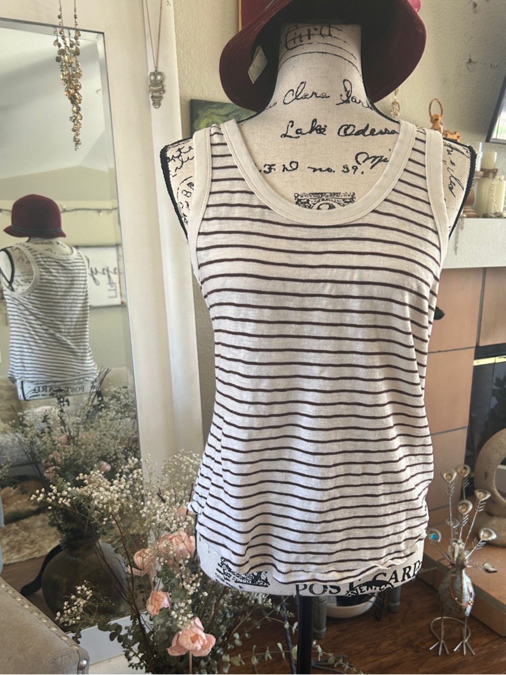 Zenana Outfitters White Tank Top with Black Stripes